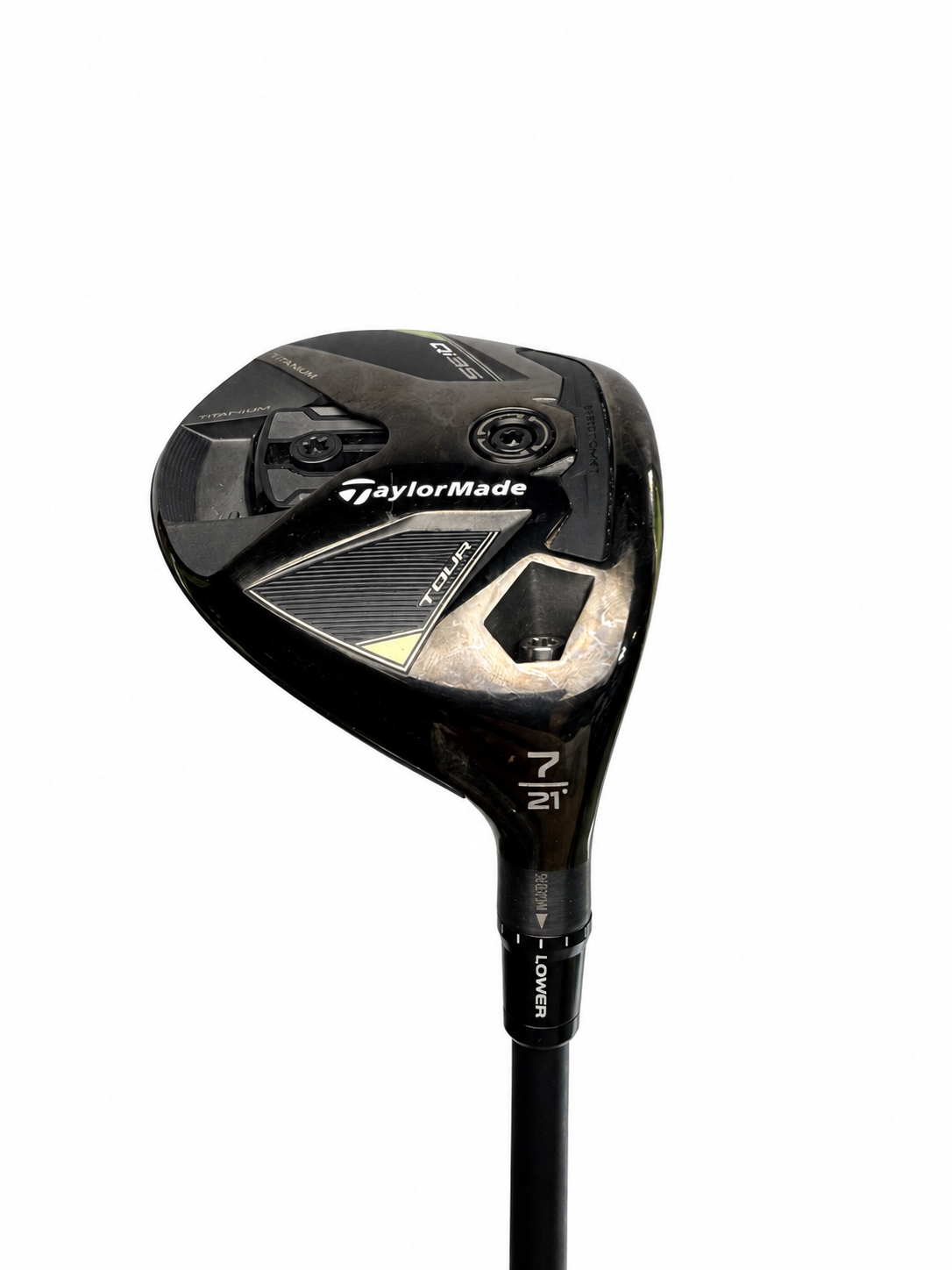 TaylorMade Qi35 Tour 7 wood 21 degree sole and hosel - AI-edited white background
