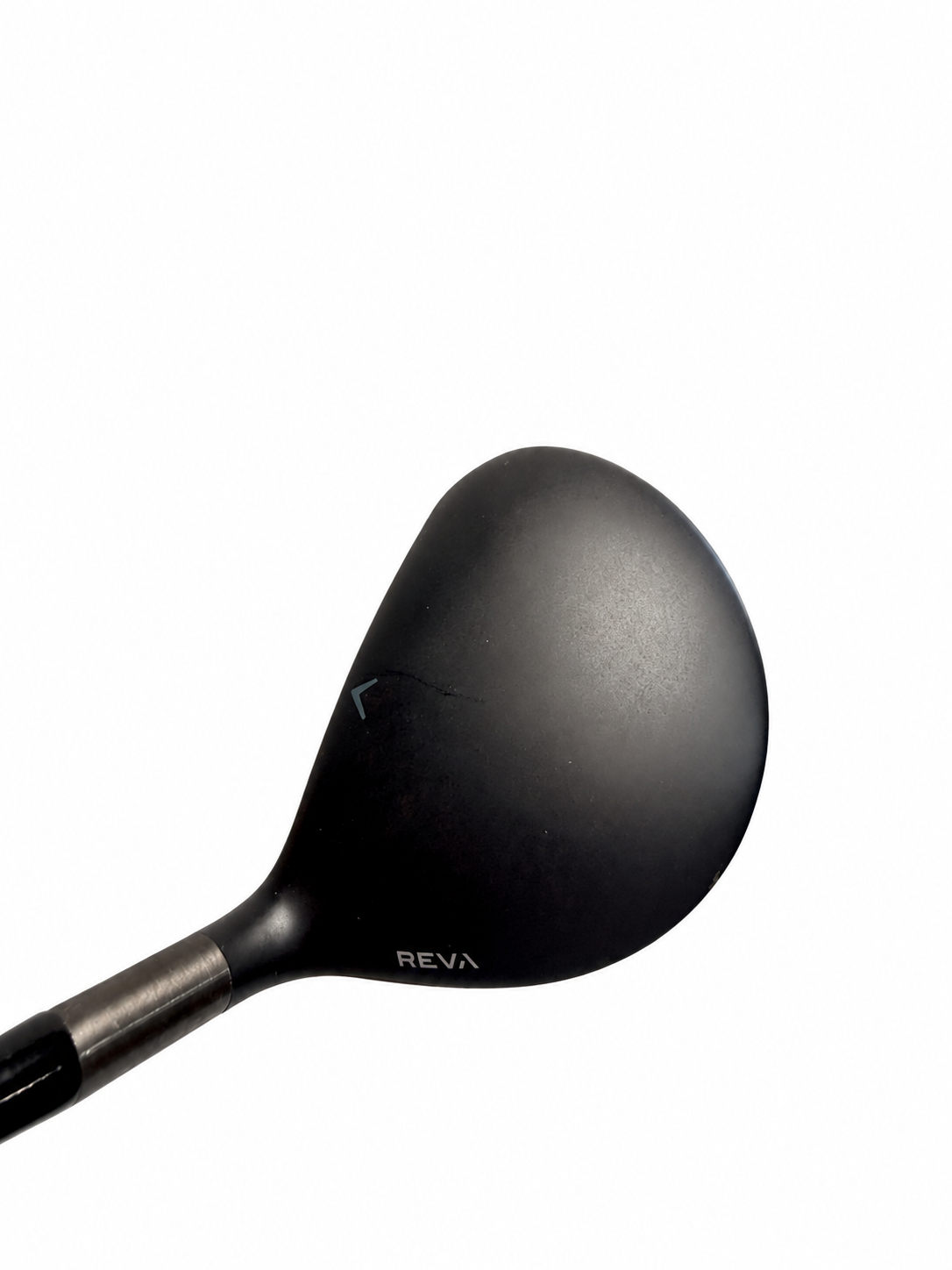 Callaway REVA Rise 11 wood crown with visible scratch, AI-edited white background