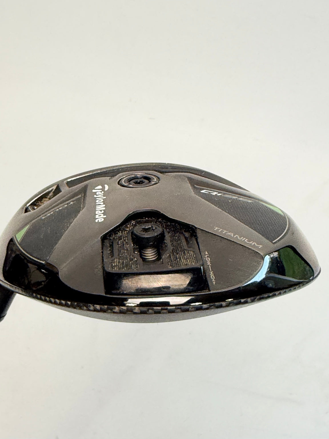 TaylorMade Qi35 Tour left handed 3 Wood head sole weight detail