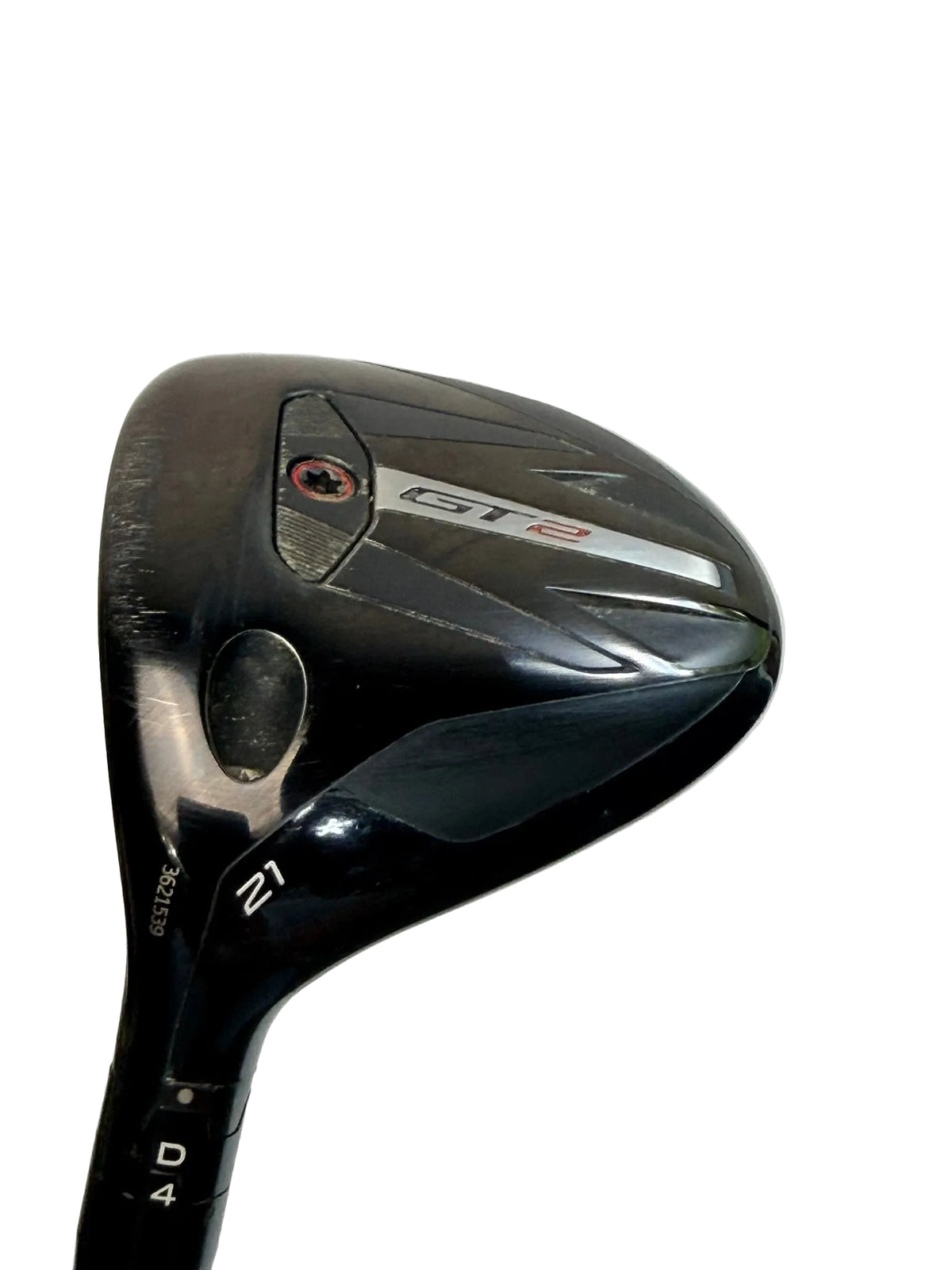 Used Titleist GT2 left-handed 7 wood, full sole view