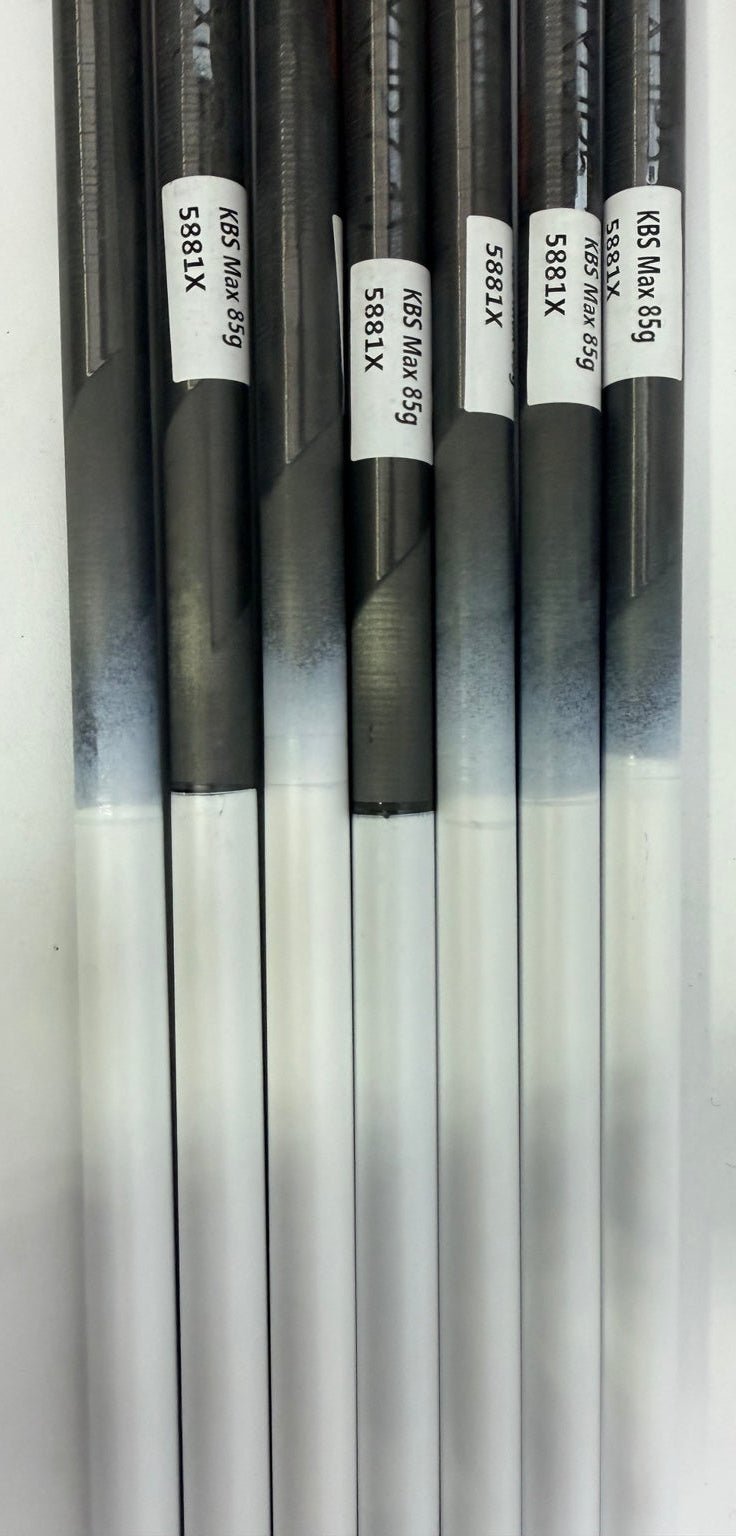 KBS MAX 85g graphite iron shaft tips and factory labels
