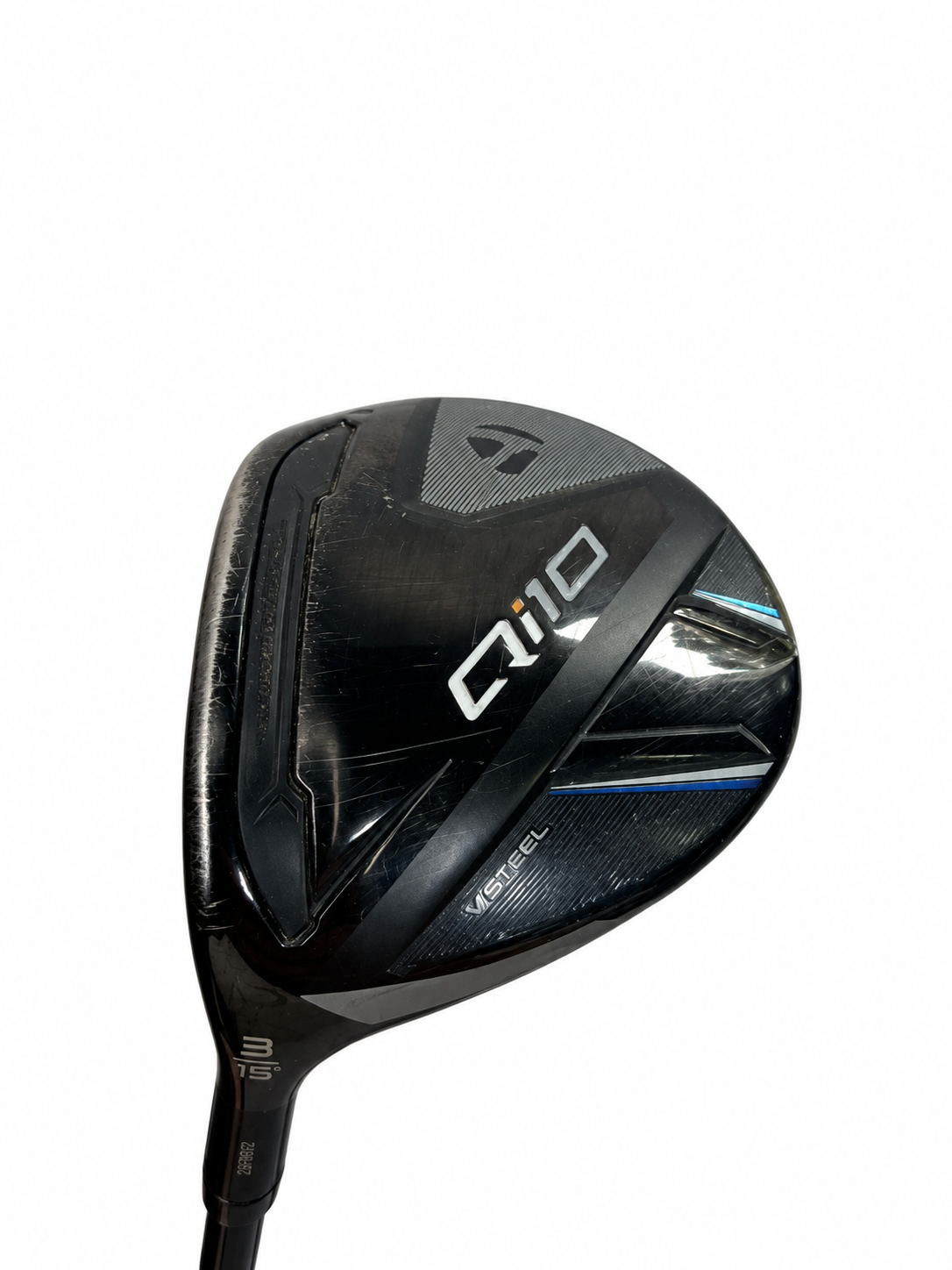 TaylorMade Qi10 15 degree sole close-up white-background edit