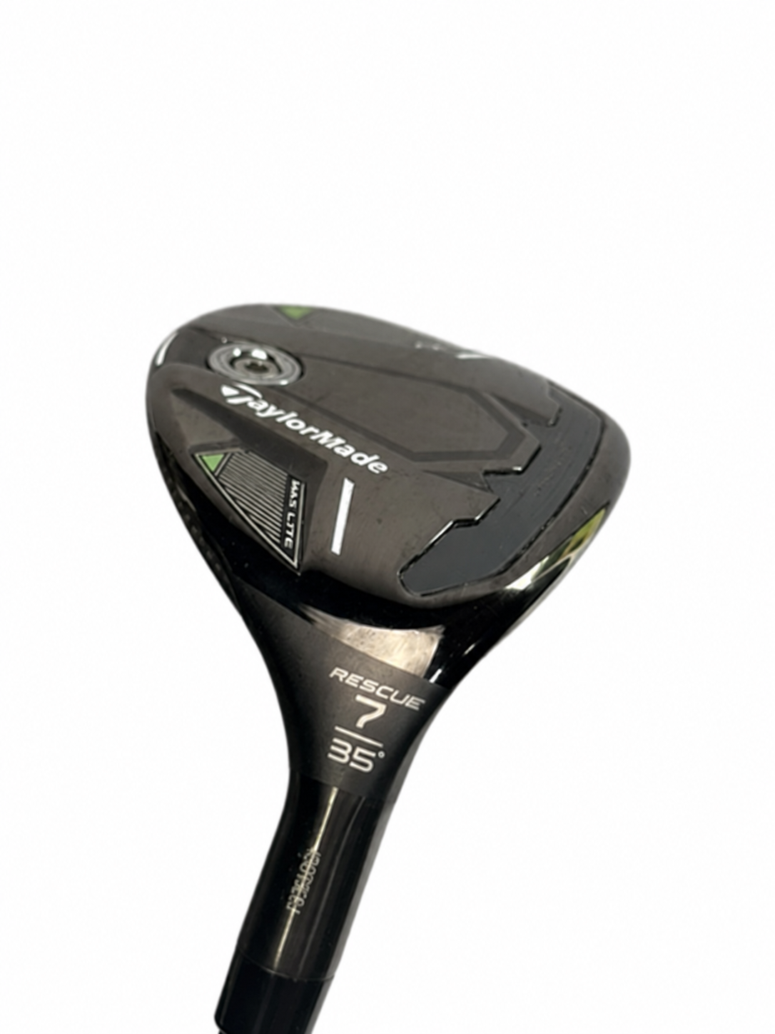 TaylorMade Qi35 Max Lite 7 hybrid - Sole and hosel overview, AI-edited white background
