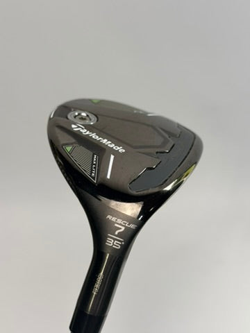 TaylorMade Qi35 Max Lite 7 hybrid - Sole and hosel overview, unedited original photo