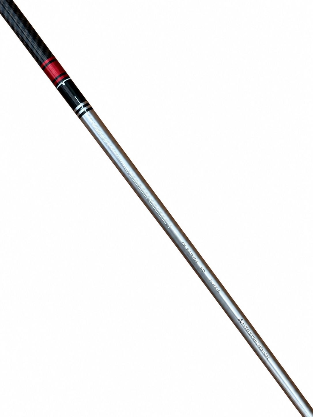 Mitsubishi Tensei CK Red 50 Stiff model reference with AI-edited white background; selected flex may differ